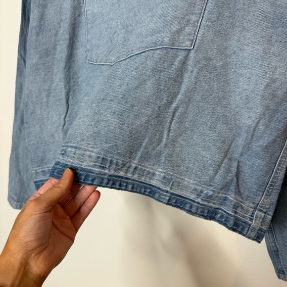 Polo Denim & Supply Collared V-Neck oversized chambray denim wide cuff top xs - Picture 11 of 11